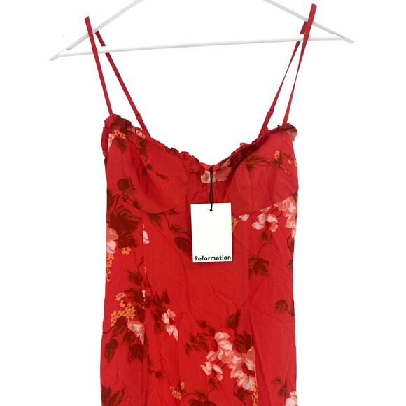 Reformation Women's Coral Bloom Aiko Dress Size 6 - Picture 4 of 11